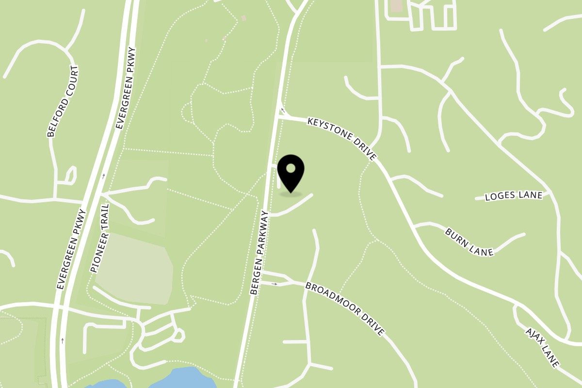 Map showing the location of The Woodcellar on 1552 Bergen Pkwy #101 in Evergreen